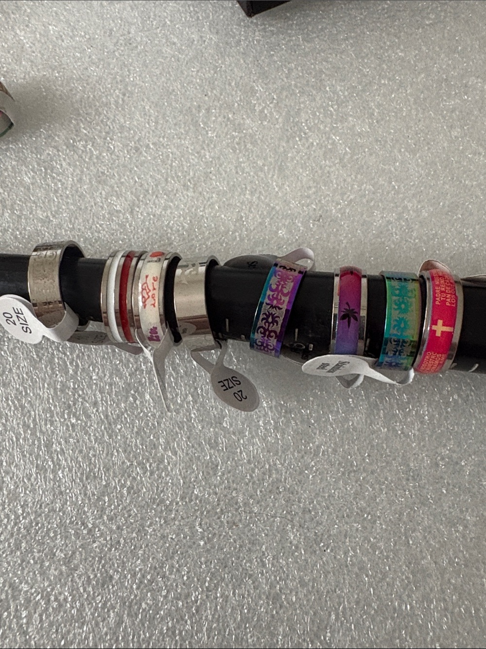 Colorful size 10 unisex Fashion Rings - Purple, Pink, Teal, Silver